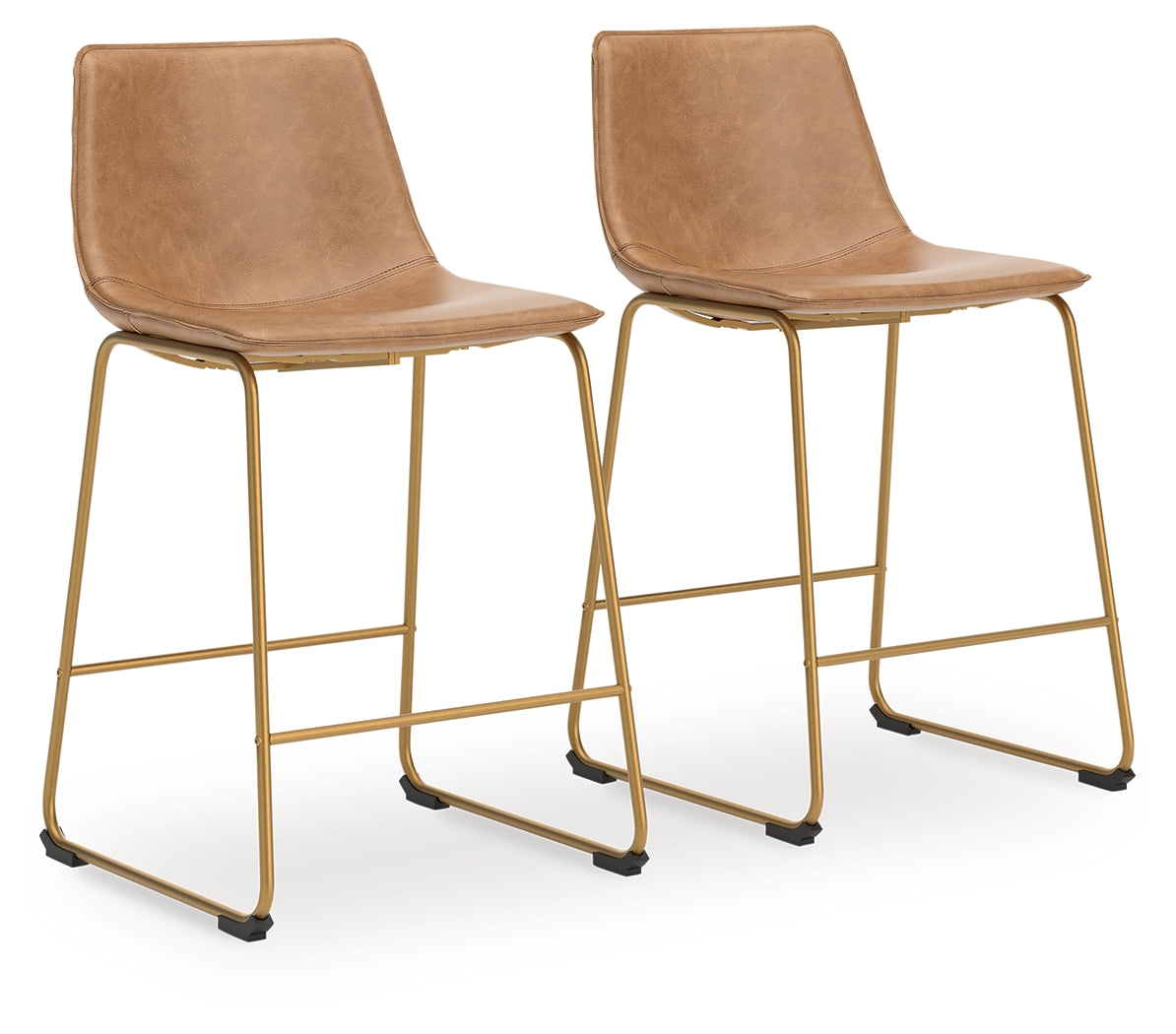 Ciabori Toast/Gold Bar Height Bar Stool, Set of 2 from Ashley Furniture - Luna Furniture