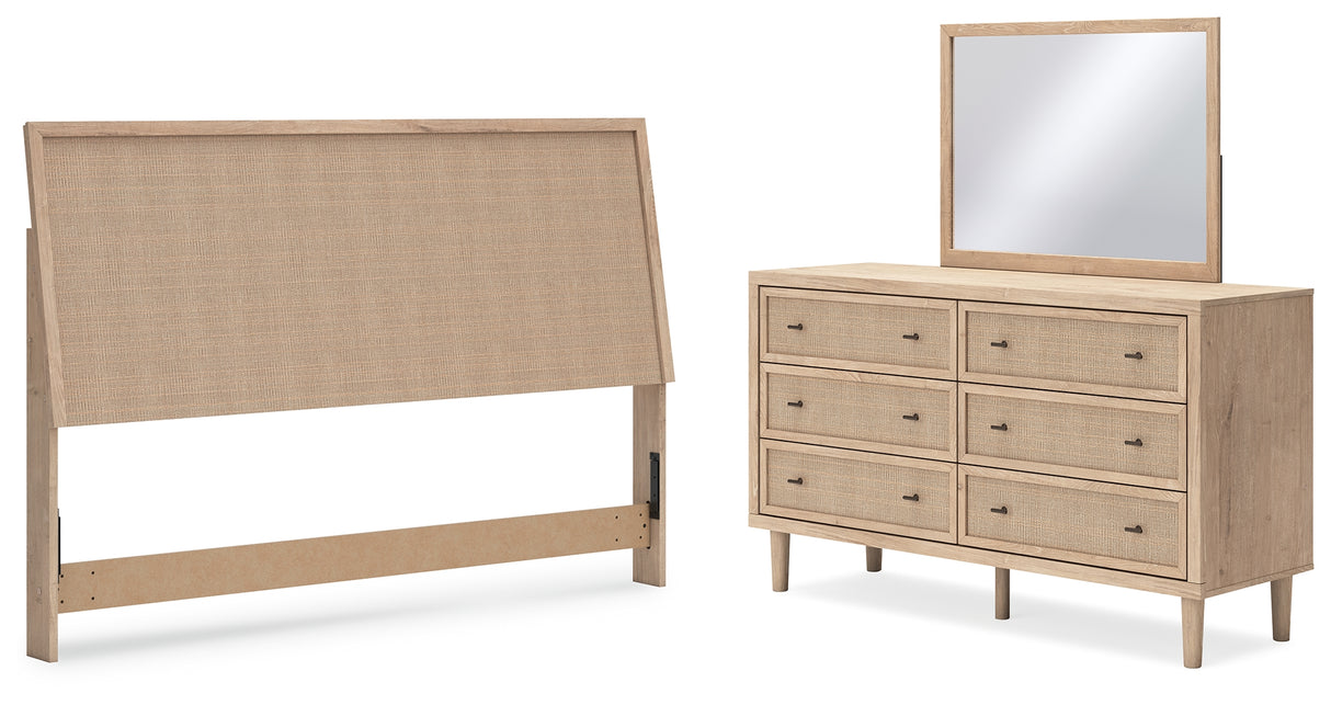 Cielden King Panel Headboard with Mirrored Dresser in Two-tone from Ashley - Luna Furniture