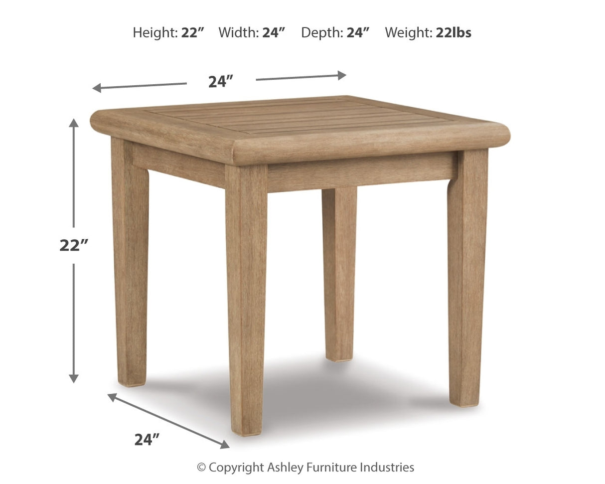 Clare View 2 Outdoor Chairs with End Table in Beige from Ashley Furniture - Luna Furniture