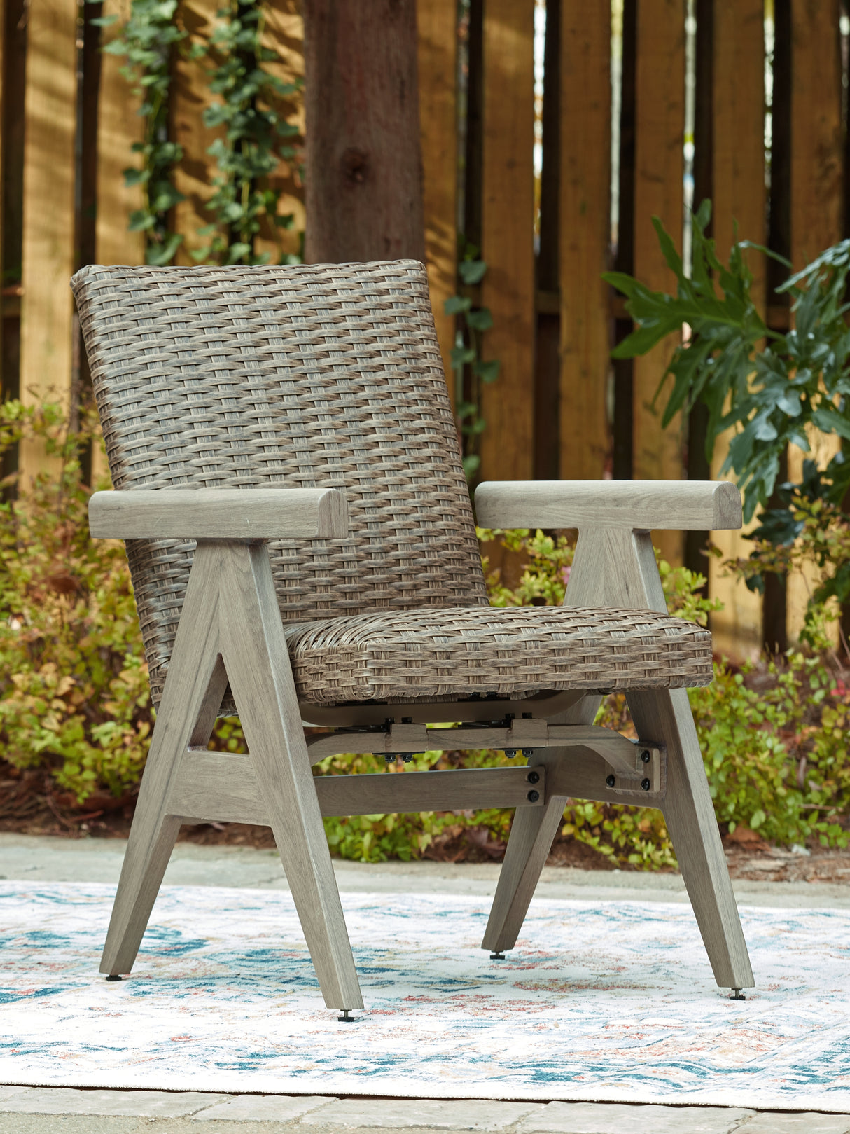 Cliff Trails Outdoor Dining Table and 4 Arm Chairs in Beige from Ashley - Luna Furniture