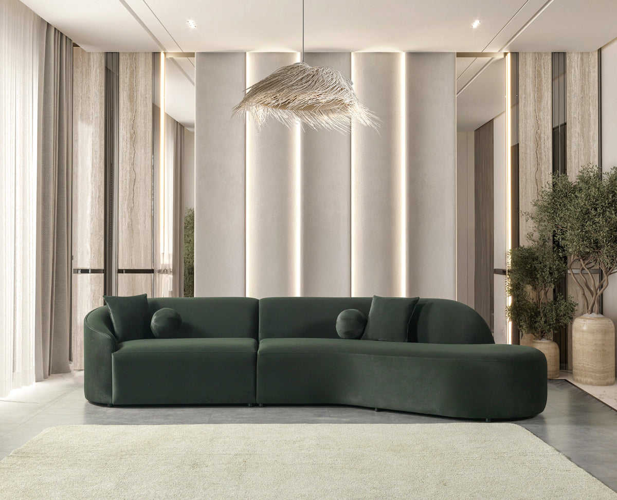 Cloe Green Velvet Curved 134" RAF Sectional from Nova Furniture - Luna Furniture