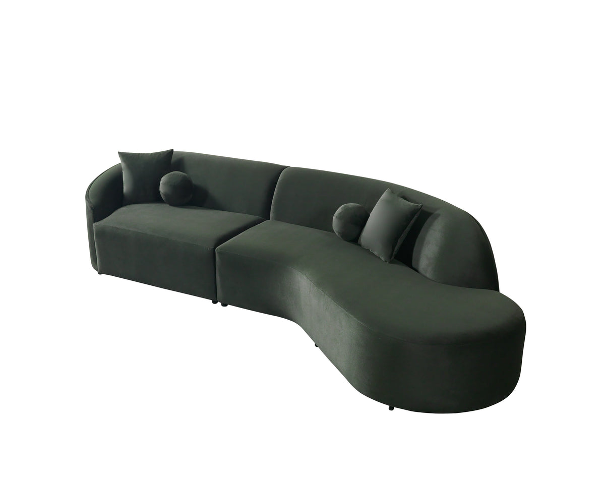 Cloe Green Velvet Curved 134" RAF Sectional from Nova Furniture - Luna Furniture