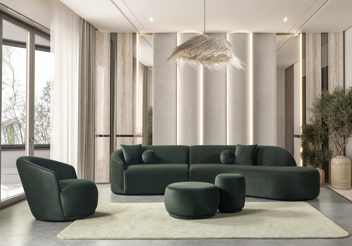 Cloe Green Velvet Curved 134" RAF Sectional from Nova Furniture - Luna Furniture