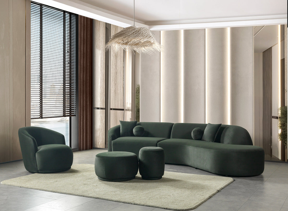 Cloe Green Velvet Curved 134" RAF Sectional from Nova Furniture - Luna Furniture