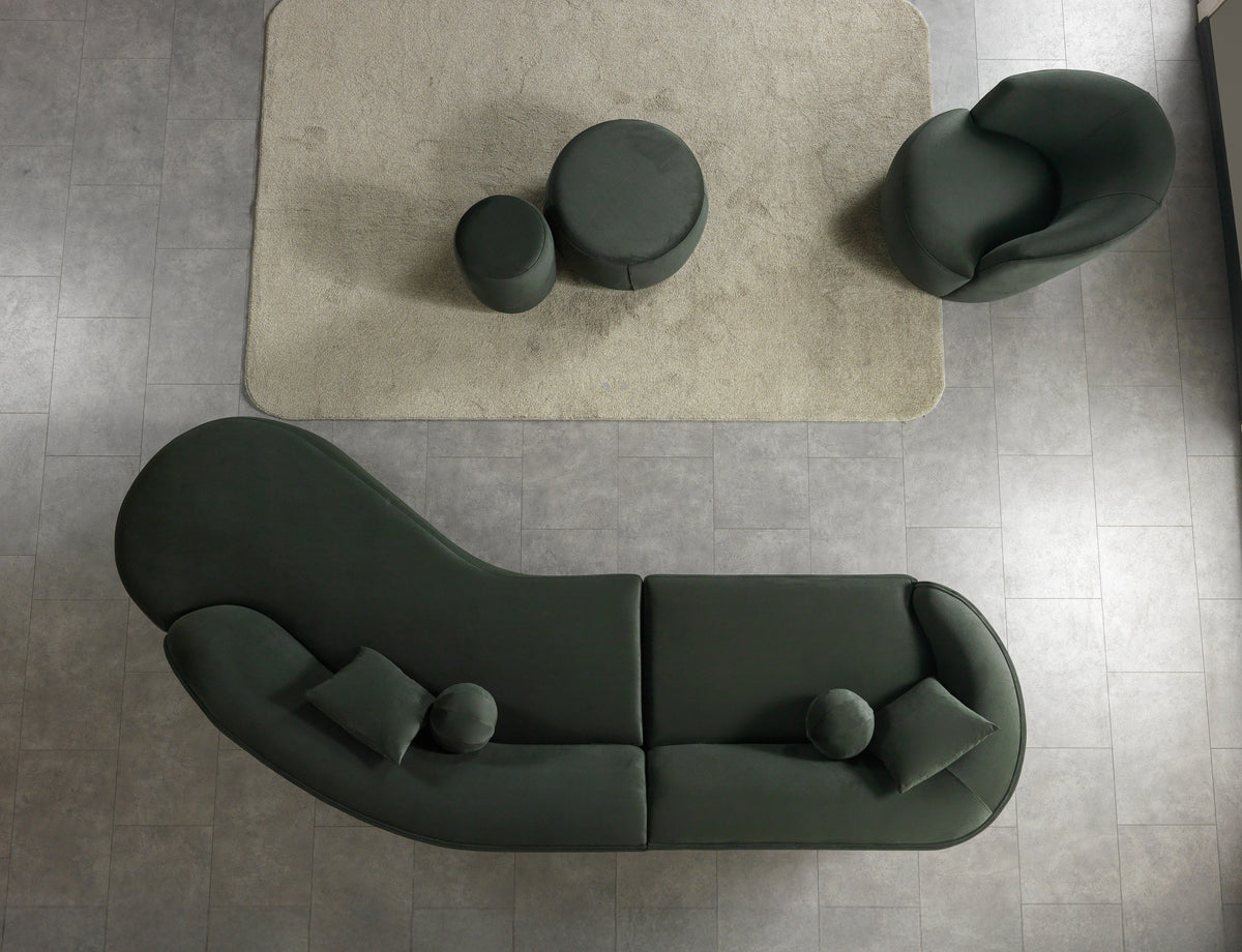 Cloe Green Velvet Curved 134" RAF Sectional from Nova Furniture - Luna Furniture