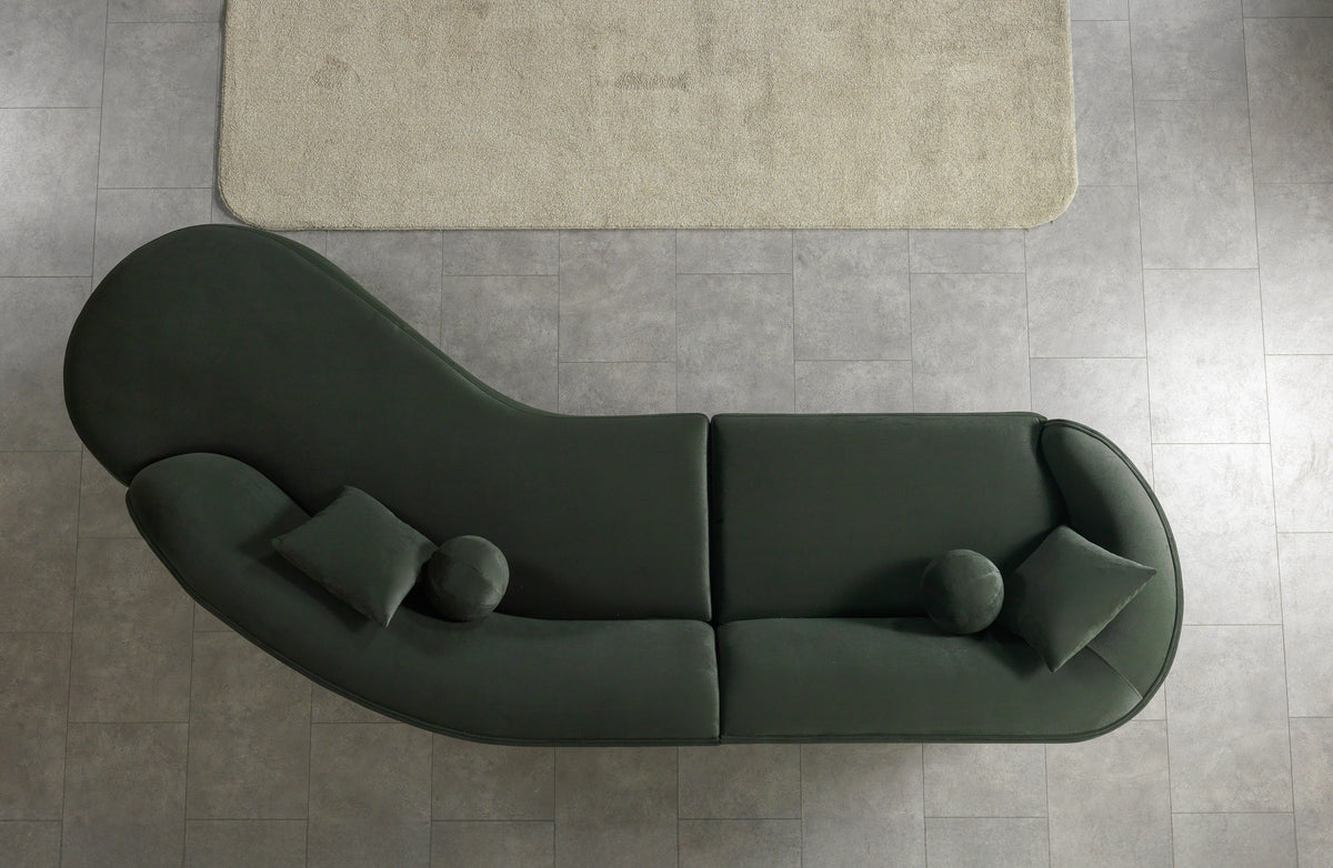 Cloe Green Velvet Curved 134" RAF Sectional from Nova Furniture - Luna Furniture