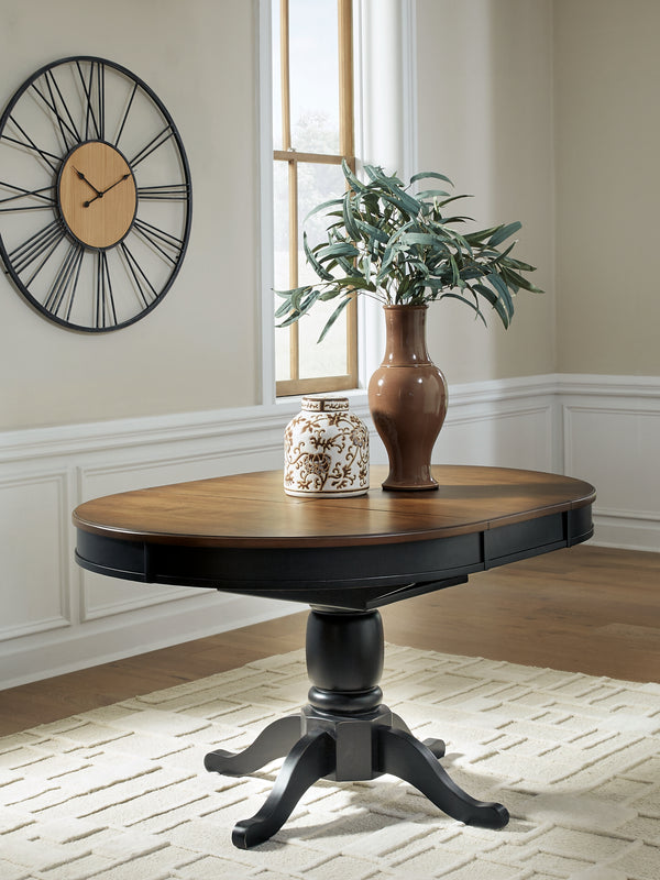 Clorazi Black/Brown Dining Butterfly Extension Table