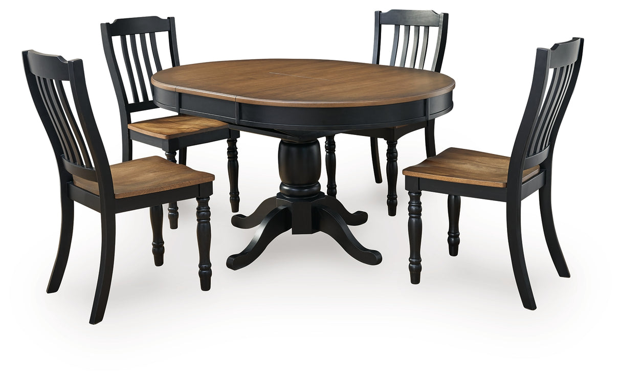 Clorazi Black/Brown Round Oval Extendable Dining Room Set from Ashley - Luna Furniture