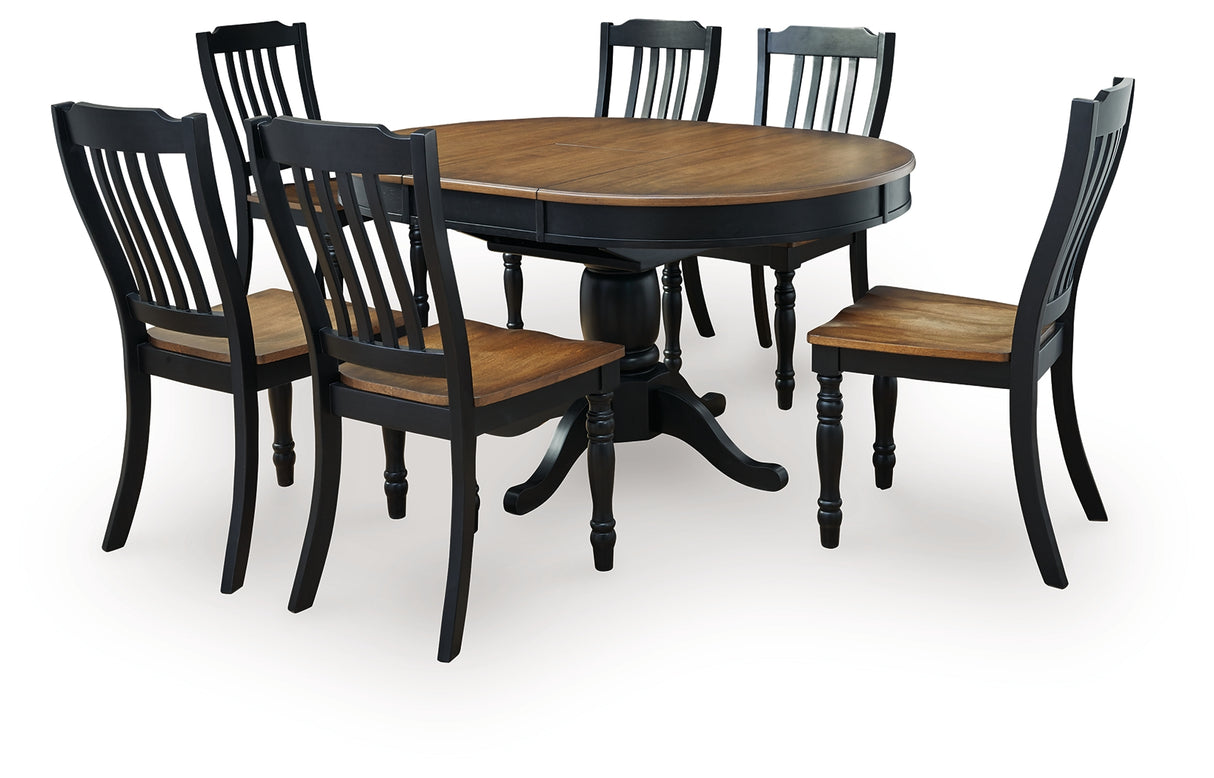Clorazi Black/Brown Round Oval Extendable Dining Room Set from Ashley - Luna Furniture