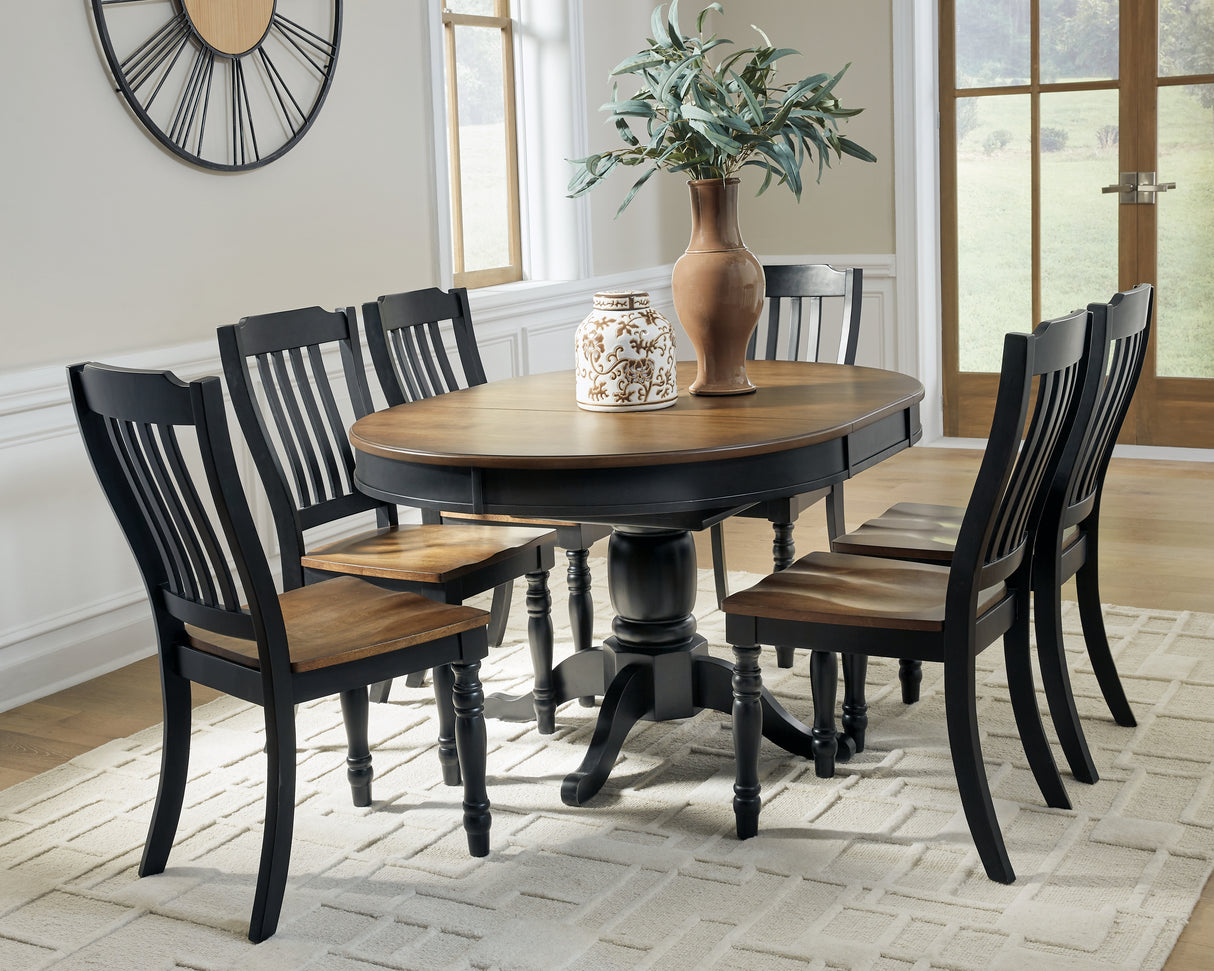Clorazi Black/Brown Round Oval Extendable Dining Room Set from Ashley - Luna Furniture