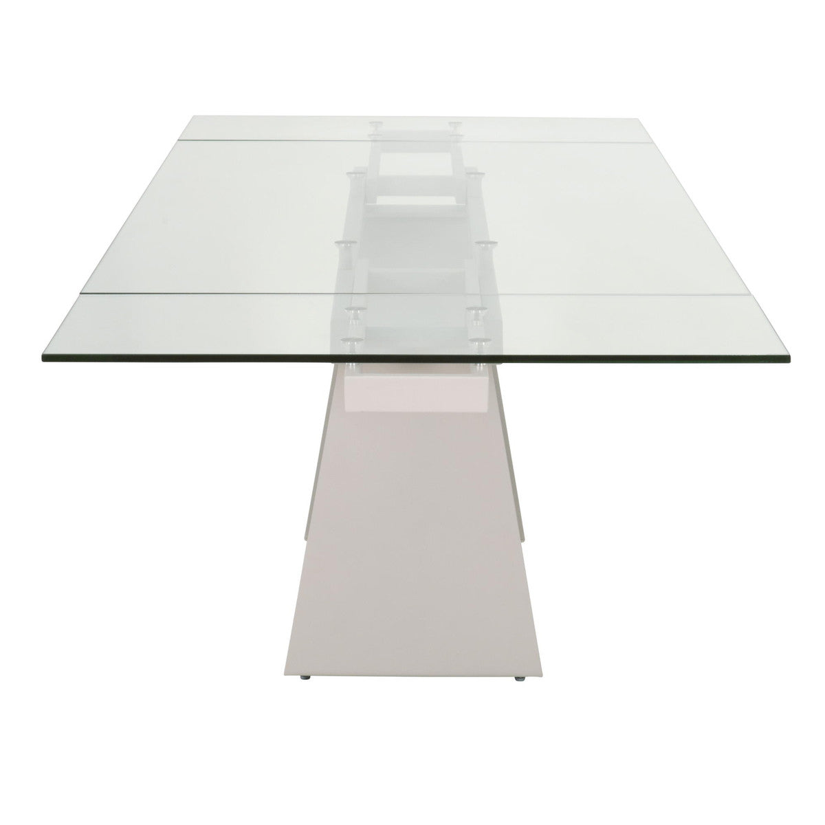 Vida Extension Dining Table in Matte Light Gray, Clear Glass from Essentials For Living - Luna Furniture