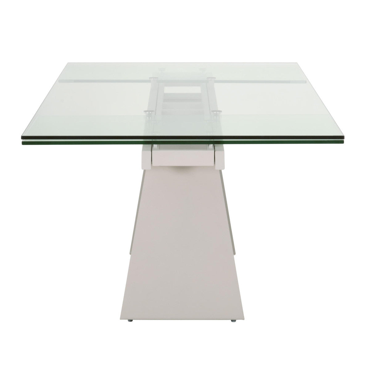 Vida Extension Dining Table in Matte Light Gray, Clear Glass from Essentials For Living - Luna Furniture