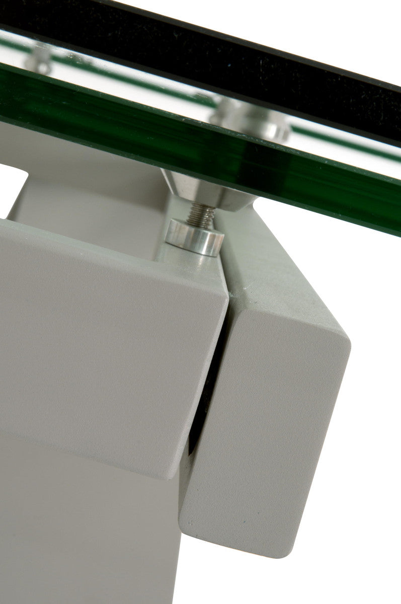 Vida Extension Dining Table in Matte Light Gray, Clear Glass from Essentials For Living - Luna Furniture