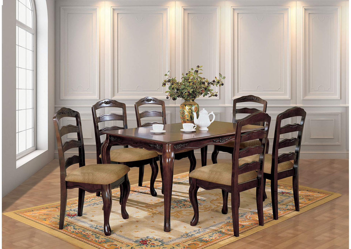 Townsville Dark Walnut 5-Piece Transitional Solid Wood Dining Room Set (Table & 4 Chairs) from Furniture of America - Luna Furniture