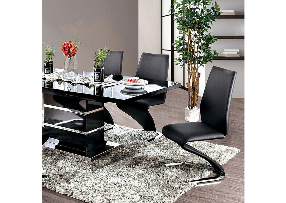 Midvale Black/Chrome Dining Table from Furniture of America - Luna Furniture