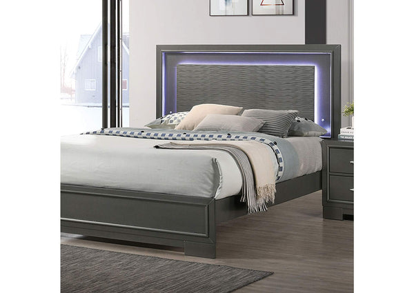 Alison Metallic Gray California King Bed