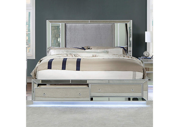 Belladonna Silver Glam Fabric Queen Bed