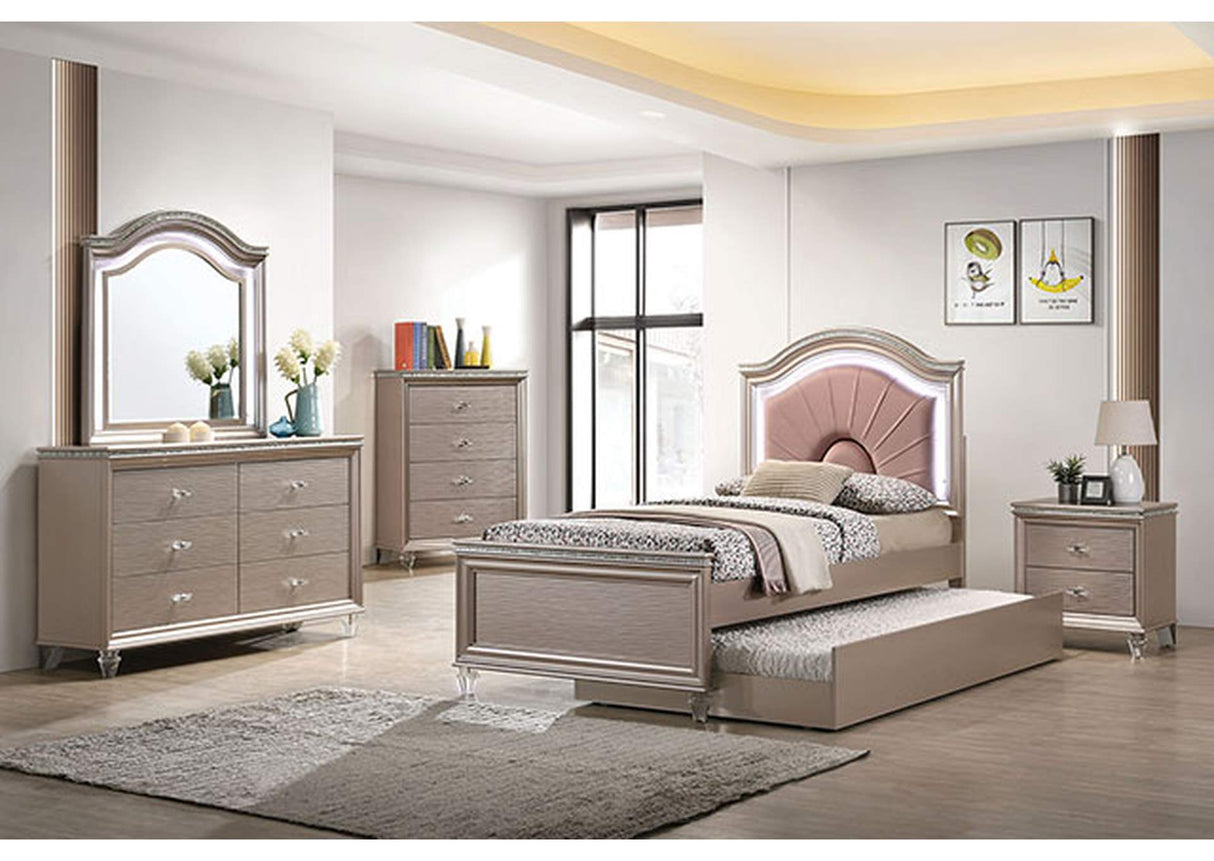 Allie Rose Gold Full Bed from Furniture of America - Luna Furniture
