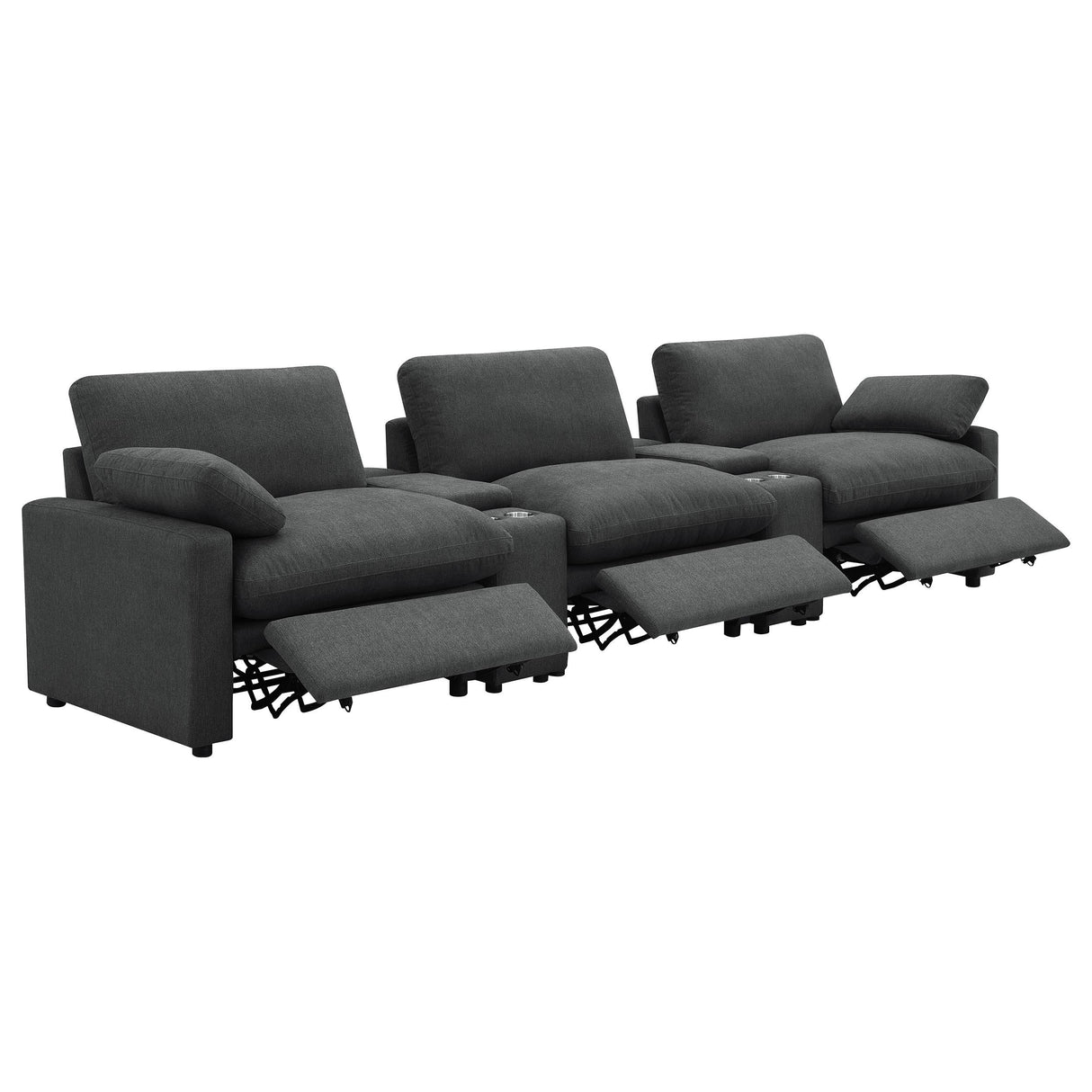 Collins Dark Gray 5-Piece Power Reclining Home Theater Seating from Coaster - Luna Furniture
