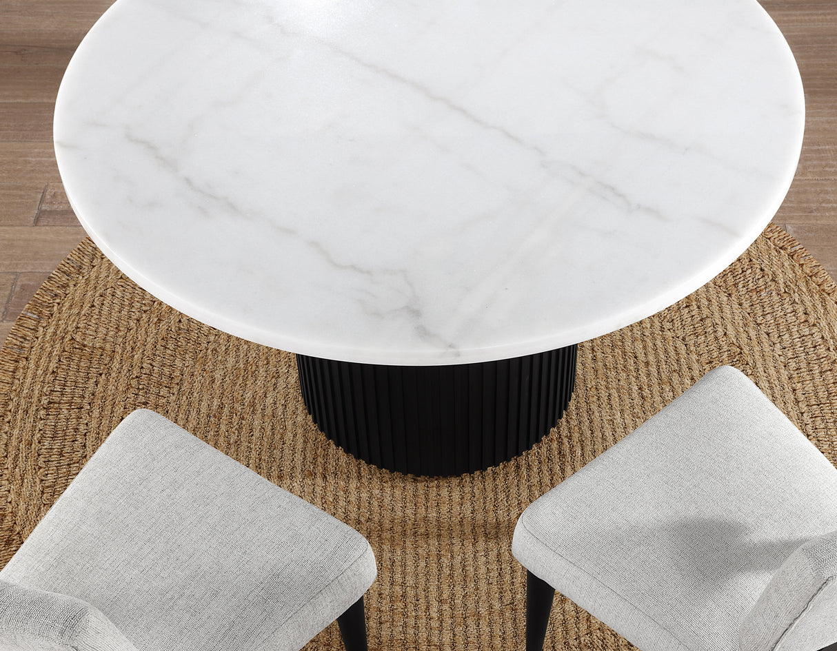 Colvin 5-Piece 52″ Round White Marble Dining Set, Black Finish from Steve Silver - Luna Furniture