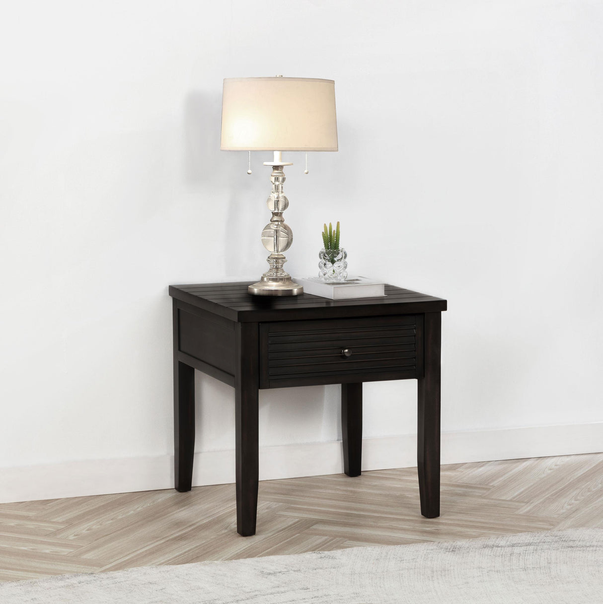 Concord Distressed Java 1-Drawer Square End Table from Coaster - Luna Furniture