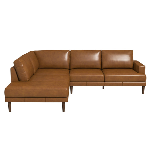 Corbin Tan Leather Left Facing Sectional Sofa