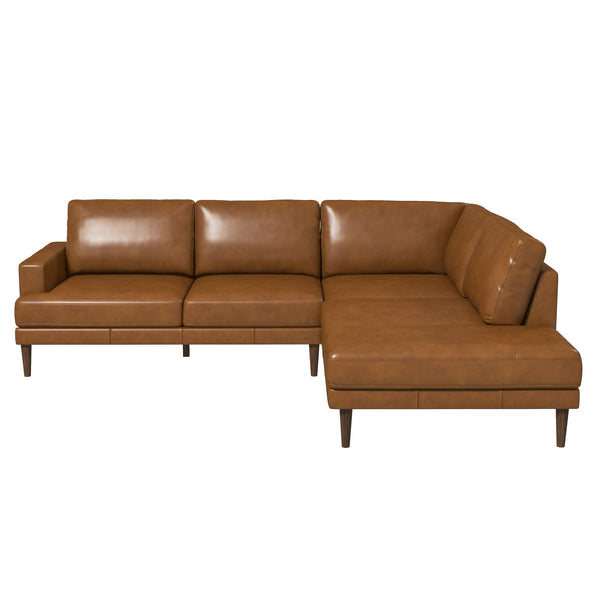 Corbin Tan Leather Right Facing Sectional Sofa