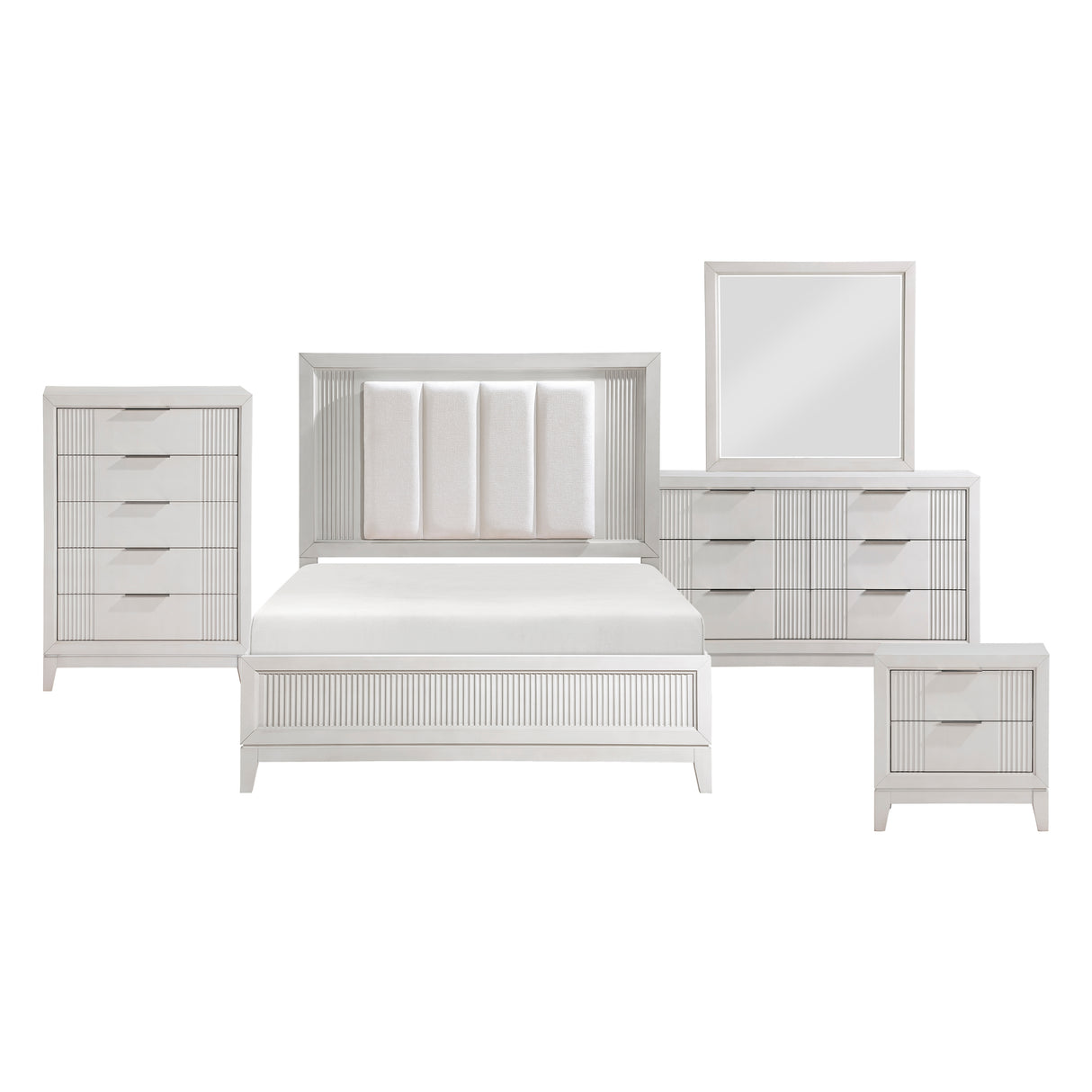 Cornwall Antique White 5-Piece Bedroom Set (Queen Bed, Nightstand, Dresser, Mirror, Chest) from Homelegance - Luna Furniture