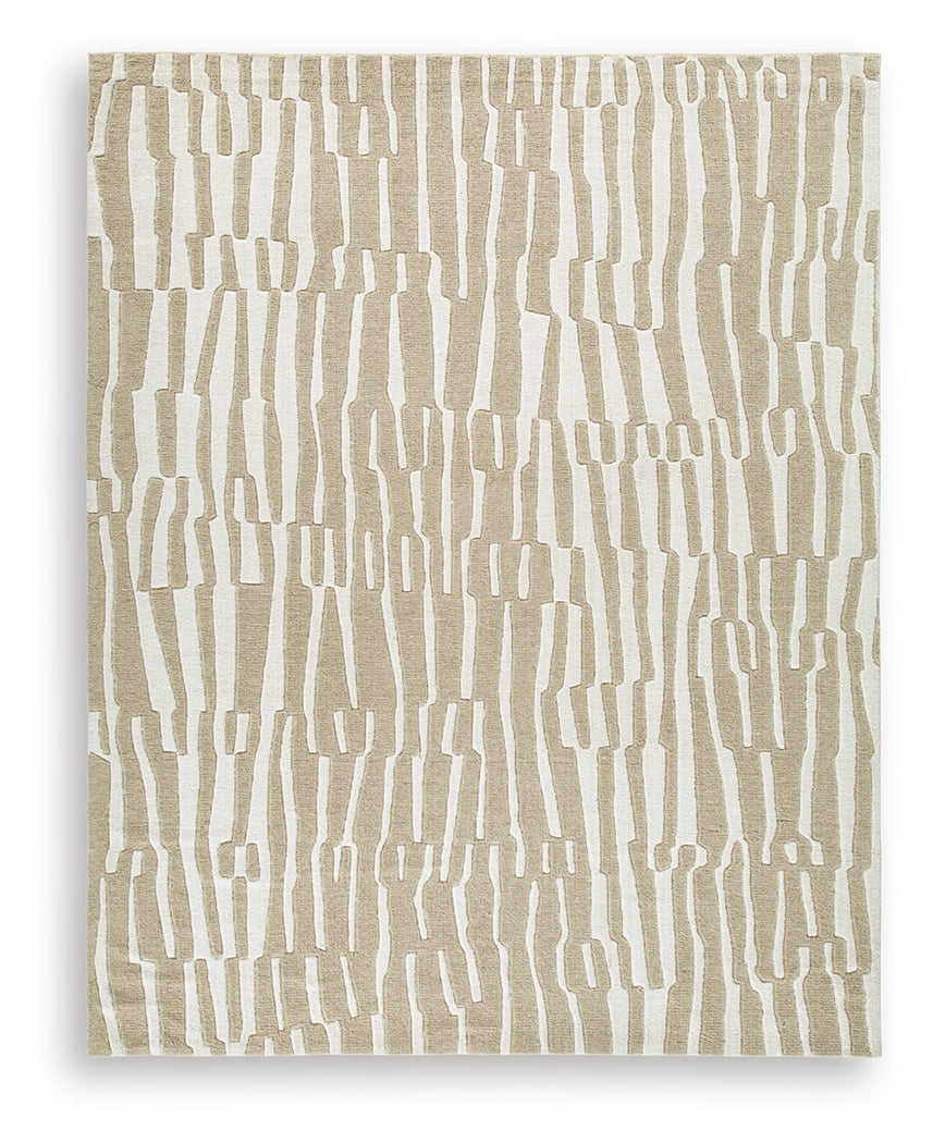 Corrbell Beige/White Large Rug from Ashley Furniture - Luna Furniture