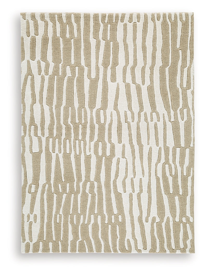Corrbell Beige/White Medium Rug from Ashley Furniture - Luna Furniture