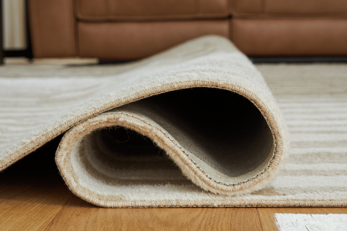 Corrbell Beige/White Medium Rug from Ashley Furniture - Luna Furniture