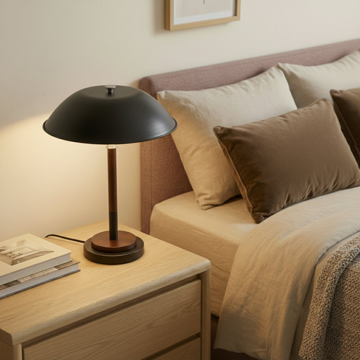 Cosmiclume Black Umbrella Shaped Table Lamp - Walnut - Bronze from Ashcroft Furniture - Luna Furniture