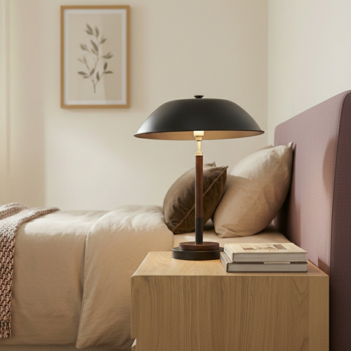 Cosmiclume Black Umbrella Shaped Table Lamp - Walnut - Bronze from Ashcroft Furniture - Luna Furniture