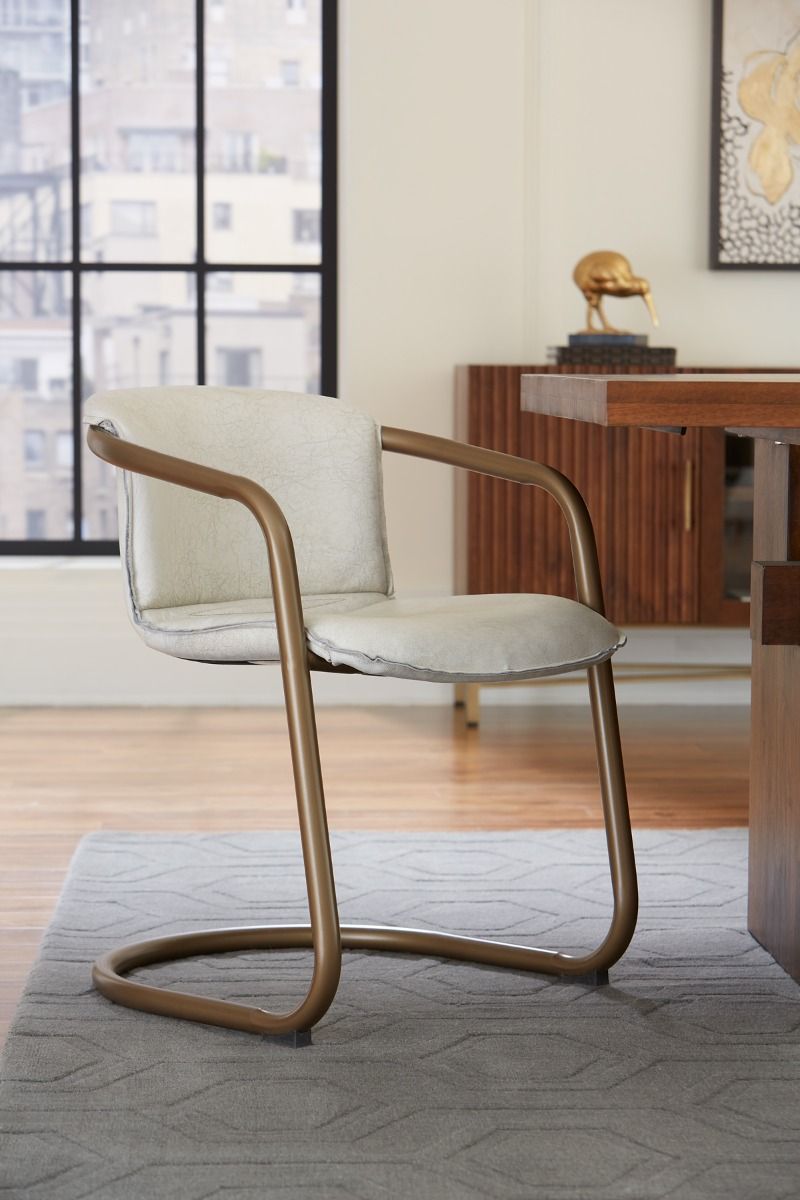 Portofino 22" Dining Chair in Vintage White Leather, Set of 2 from Home Trends & Design - Luna Furniture