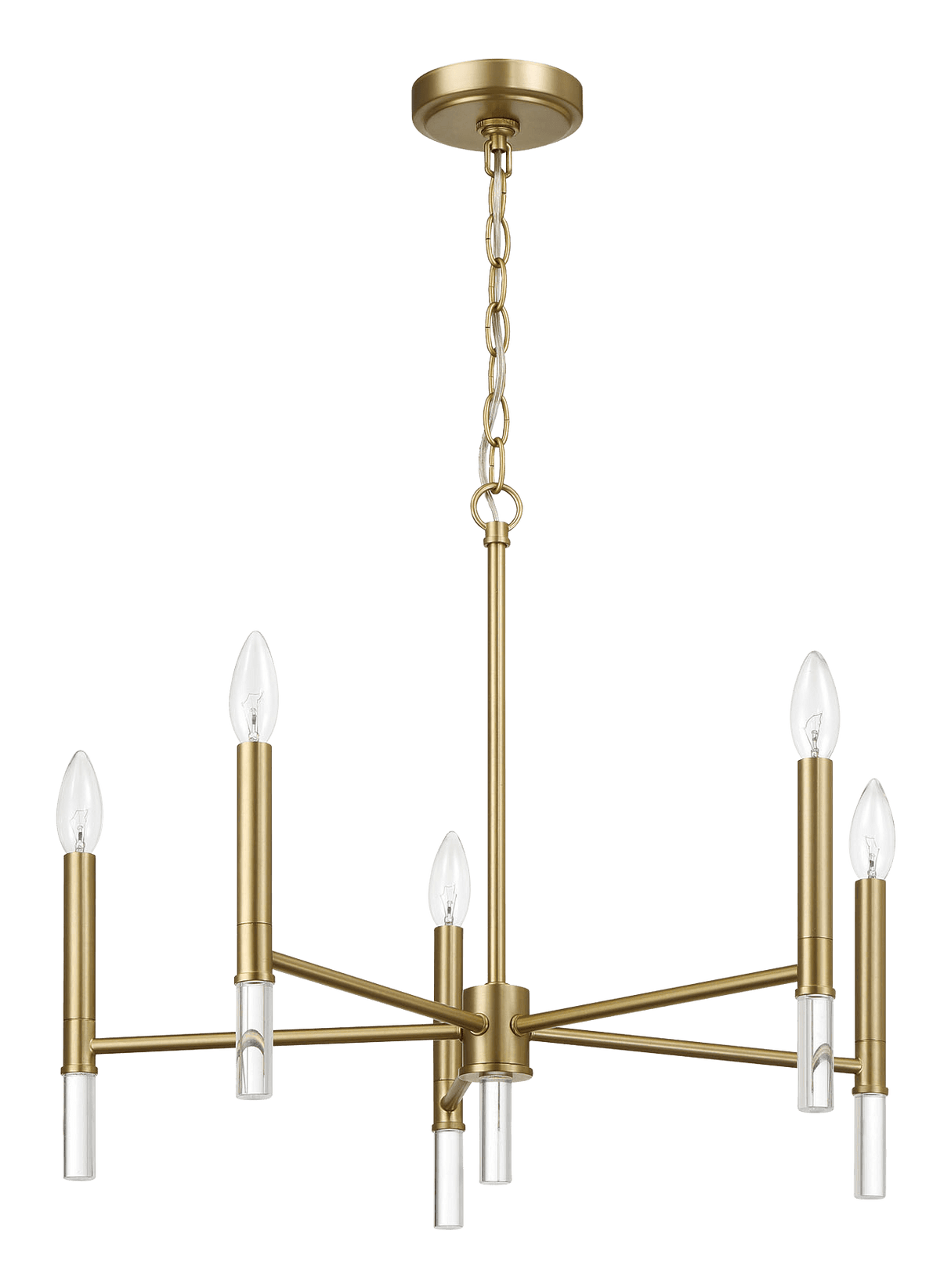 Courtyard Five Light Golden Brass Candle Light Chandelier 24"W × 17.75"H from Midinmod - Luna Furniture