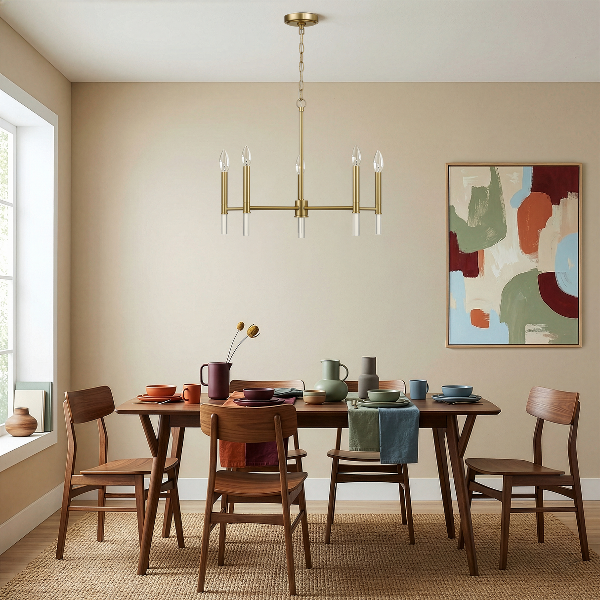 Courtyard Five Light Golden Brass Candle Light Chandelier 24"W × 17.75"H from Ashcroft Furniture - Luna Furniture