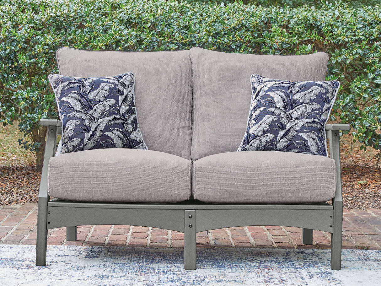 Cove Beach Gray Outdoor Loveseat with Cushion from Ashley - Luna Furniture
