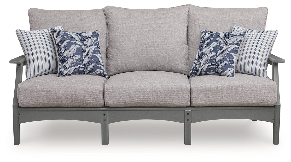 Cove Beach Outdoor Sofa with 2 Lounge Chairs in Gray from Ashley Furniture - Luna Furniture