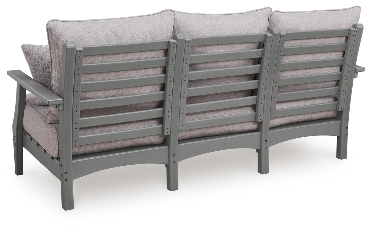 Cove Beach Outdoor Sofa with 2 Lounge Chairs in Gray from Ashley Furniture - Luna Furniture