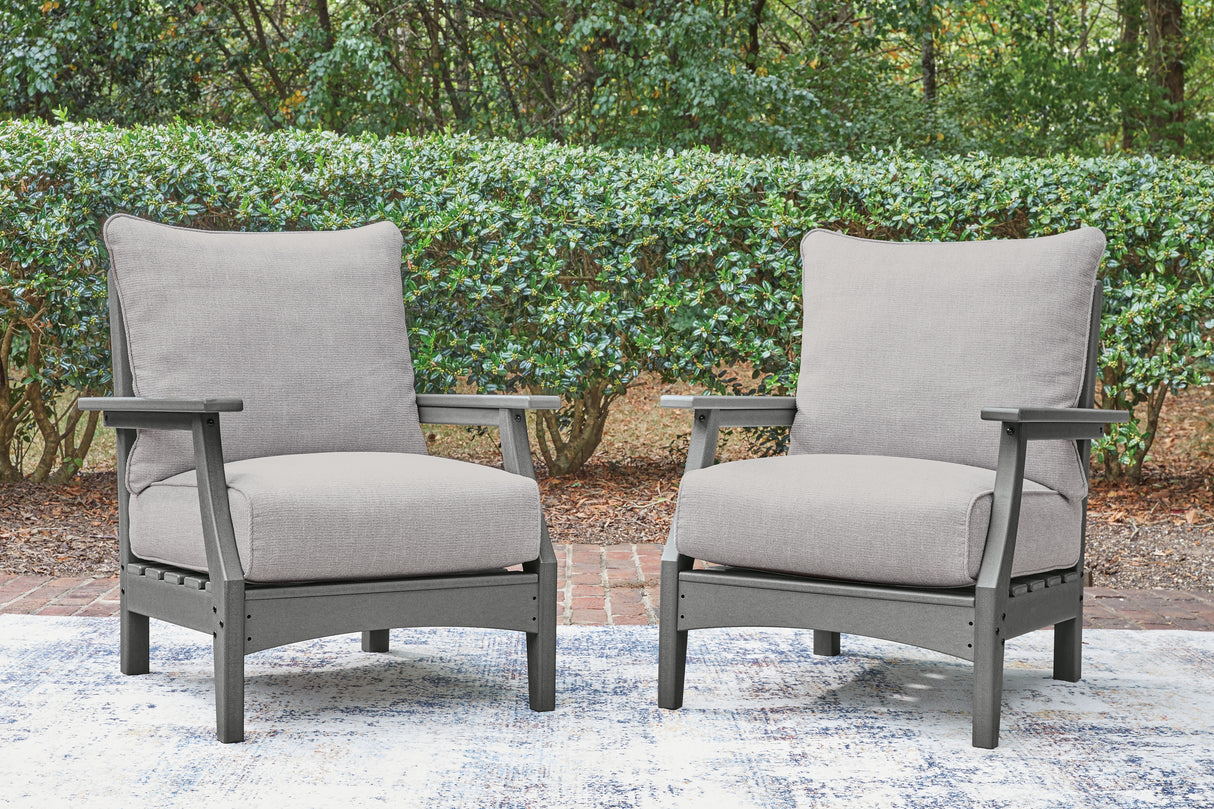 Cove Beach Outdoor Sofa with 2 Lounge Chairs in Gray from Ashley Furniture - Luna Furniture