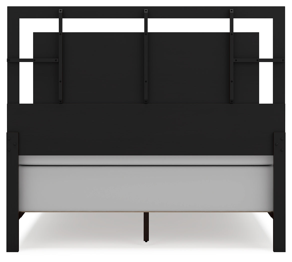 Covetown Queen Panel Bed with Mirrored Dresser and 2 Nightstands in Dark Brown from Ashley - Luna Furniture