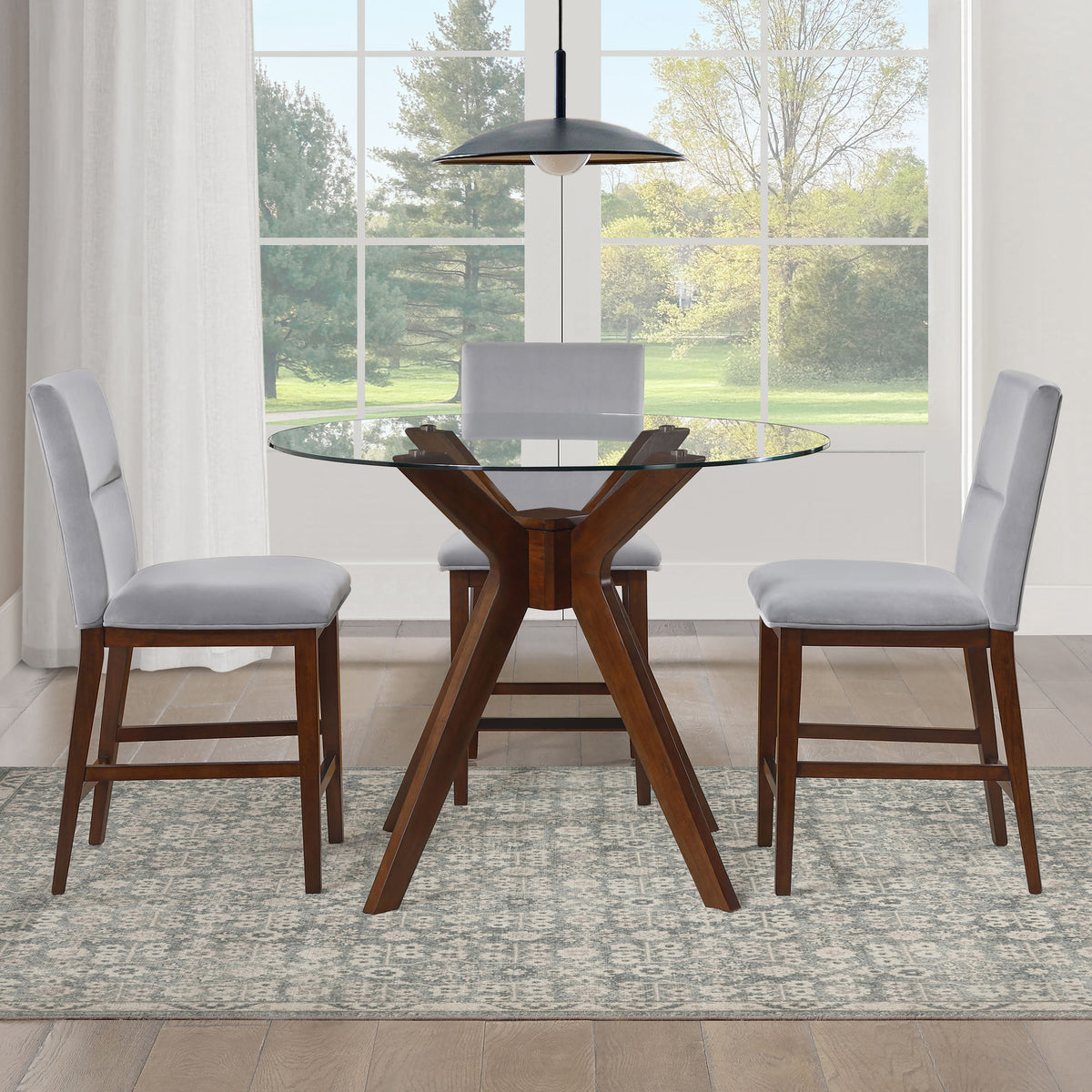 Zen 5-Piece Counter Set with Gray Velvet Counter Chairs from Steve Silver - Luna Furniture