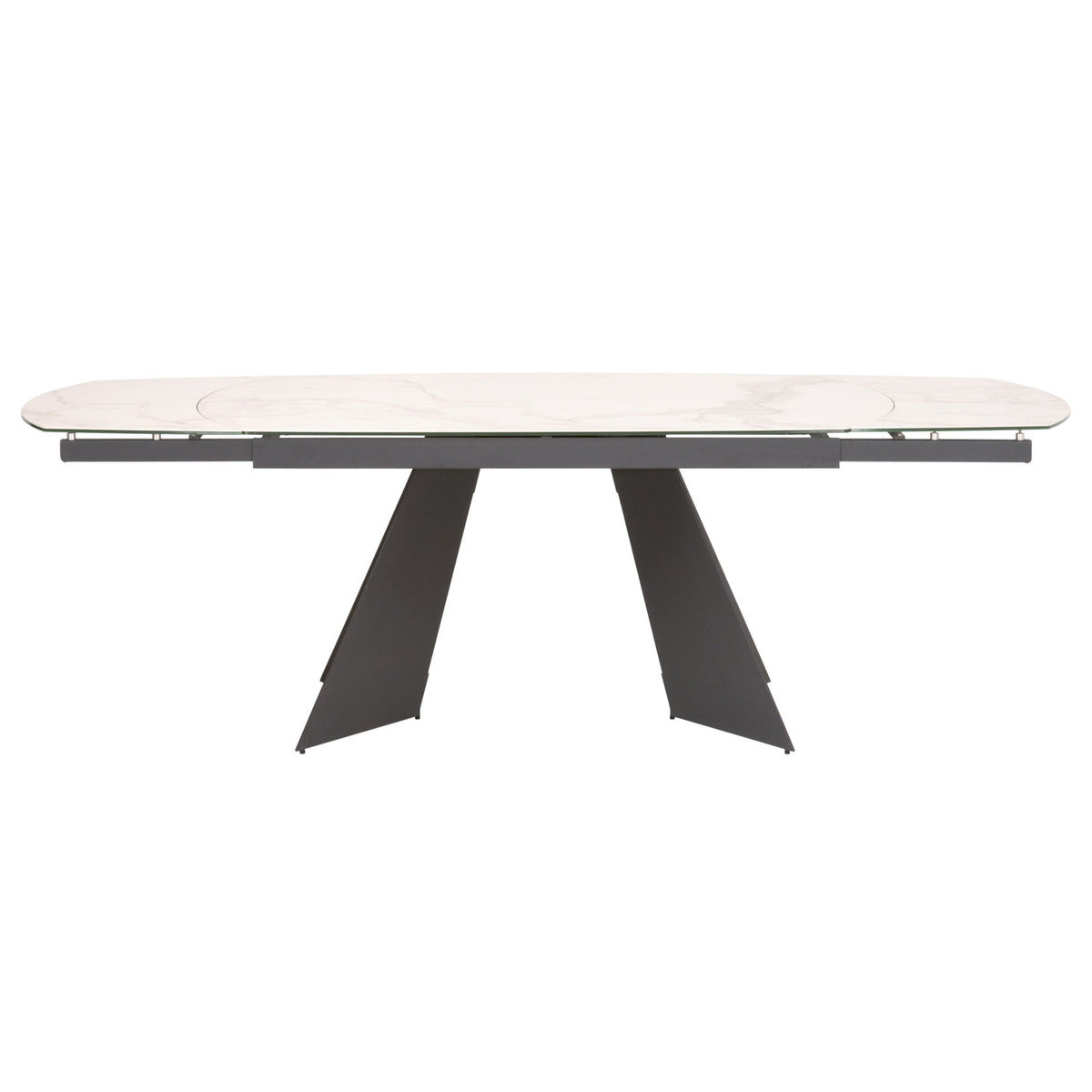 Torque Extension Dining Table in Matte Dark Gray, White Ceramic from Essentials For Living - Luna Furniture