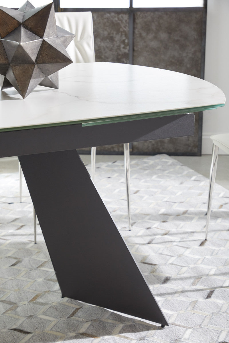 Torque Extension Dining Table in Matte Dark Gray, White Ceramic from Essentials For Living - Luna Furniture