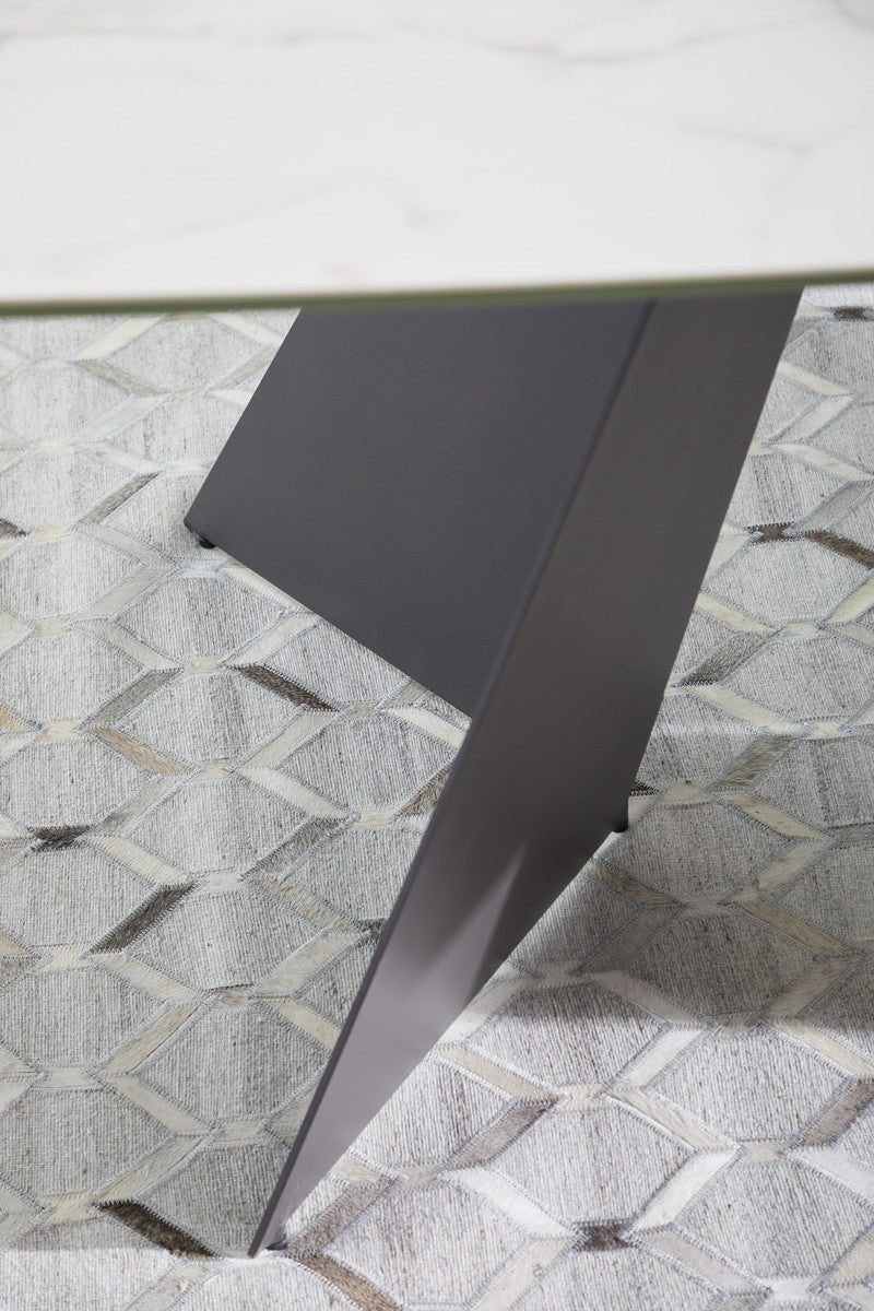 Torque Extension Dining Table in Matte Dark Gray, White Ceramic from Essentials For Living - Luna Furniture