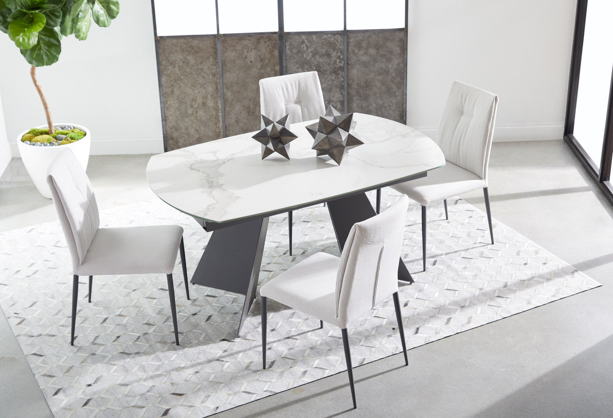 Torque Extension Dining Table in Matte Dark Gray, White Ceramic from Essentials For Living - Luna Furniture