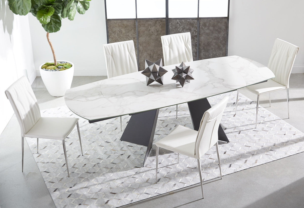 Torque Extension Dining Table in Matte Dark Gray, White Ceramic from Essentials For Living - Luna Furniture