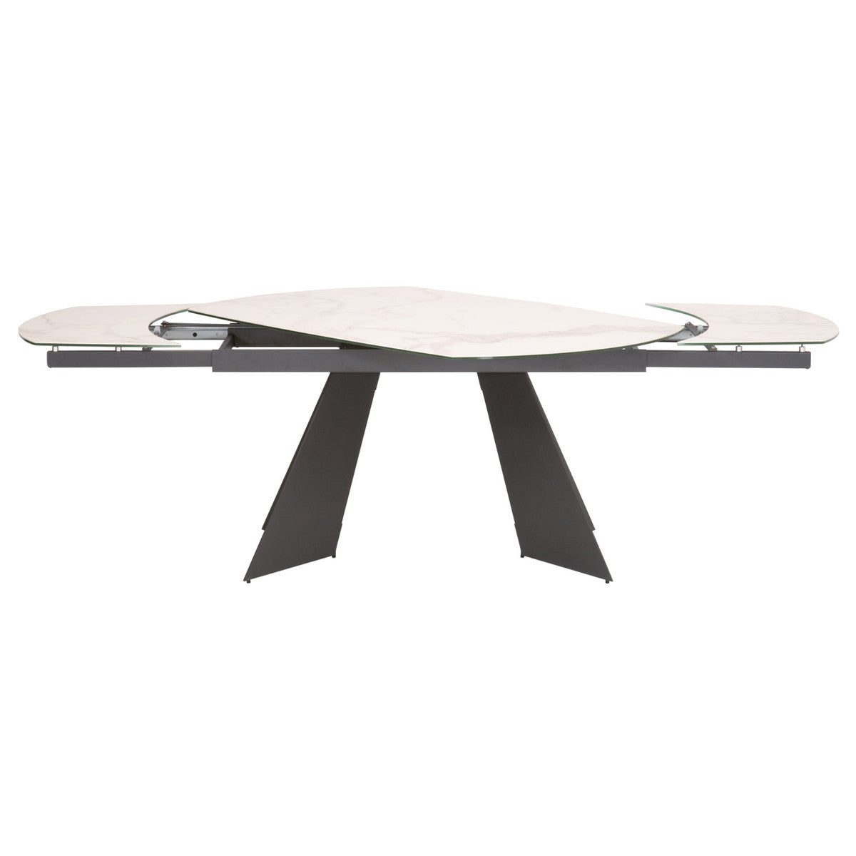 Torque Extension Dining Table in Matte Dark Gray, White Ceramic from Essentials For Living - Luna Furniture
