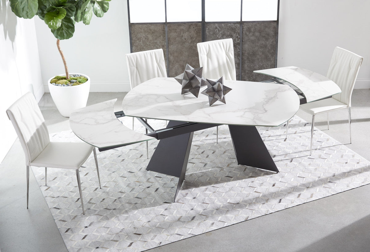 Torque Extension Dining Table in Matte Dark Gray, White Ceramic from Essentials For Living - Luna Furniture