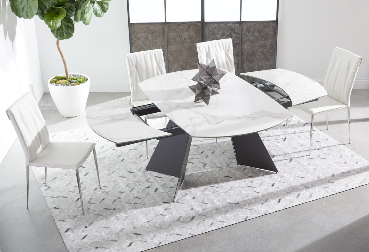 Torque Extension Dining Table in Matte Dark Gray, White Ceramic from Essentials For Living - Luna Furniture
